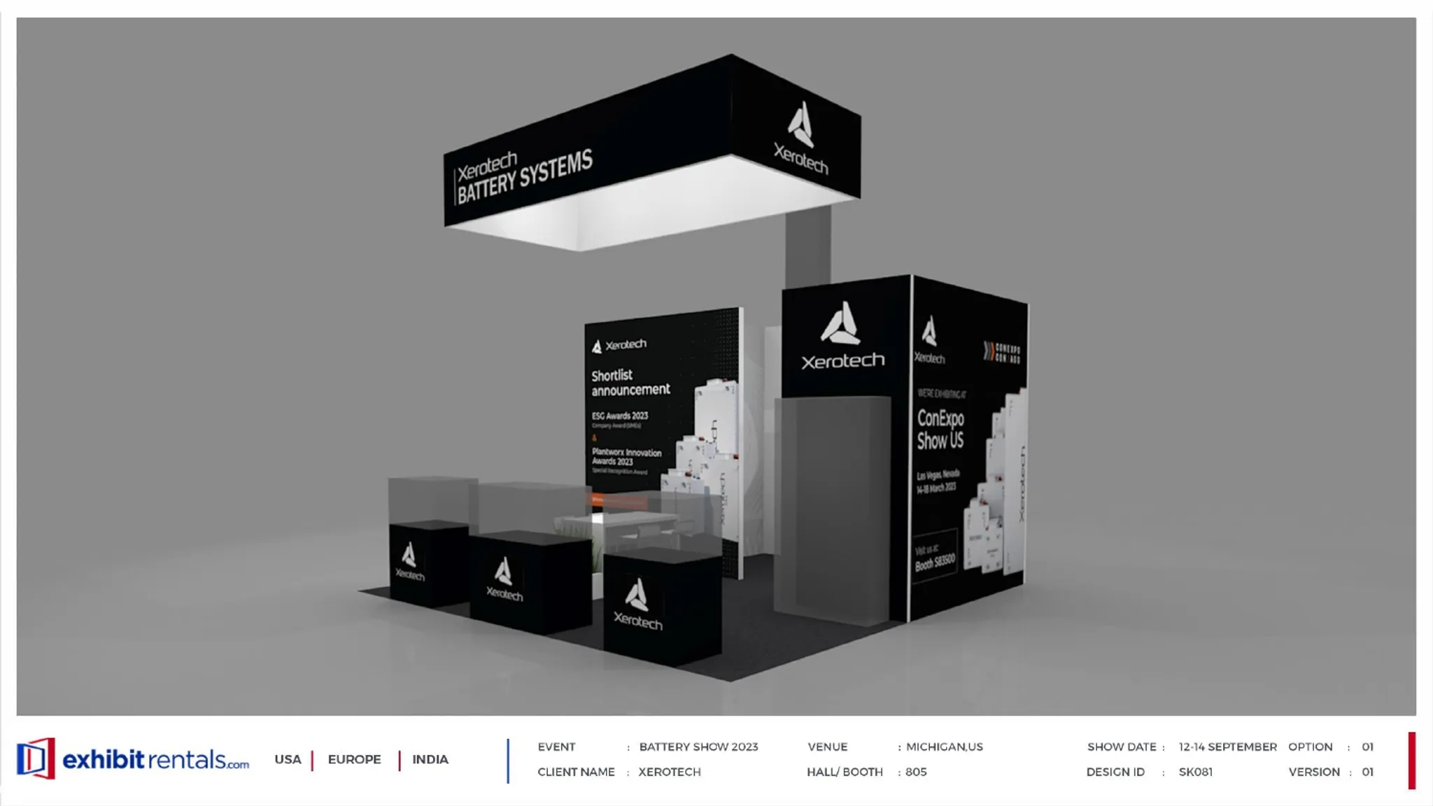 20x20 Peninsula booth design by Exhibit-Rentals